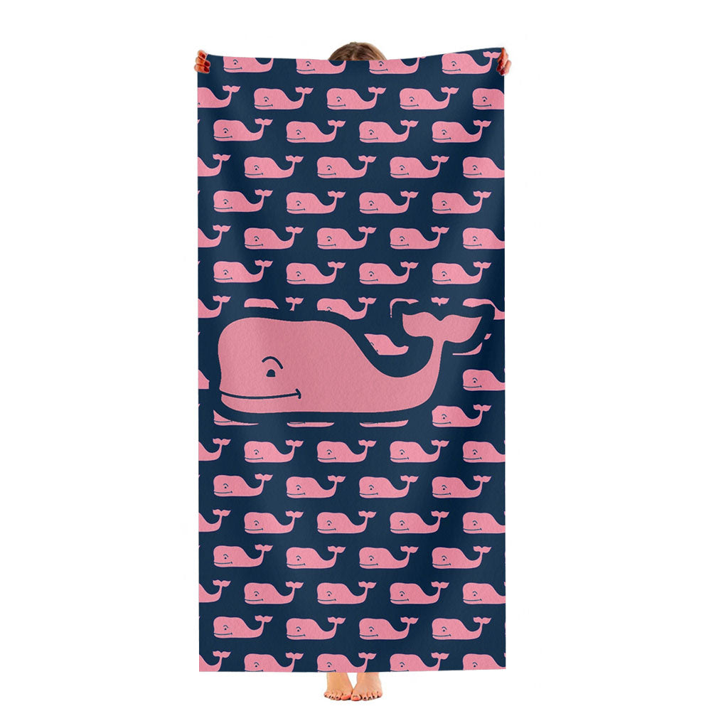 The Pope Vines Whale Pattern Navy Ultra-Soft Luxury Bathroom Towels