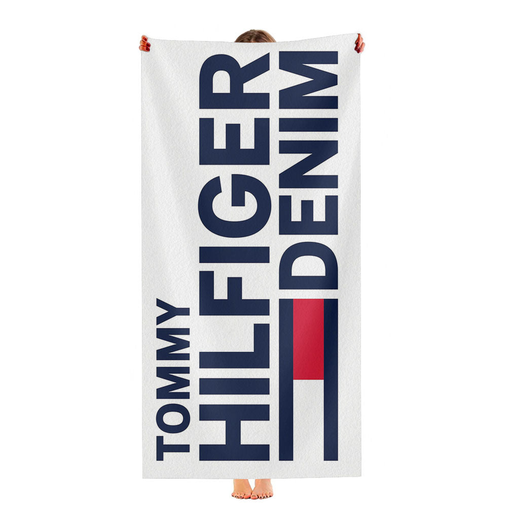 Tommy Hilfiger Denim Logo Ultra-Soft Luxury Bathroom Towels