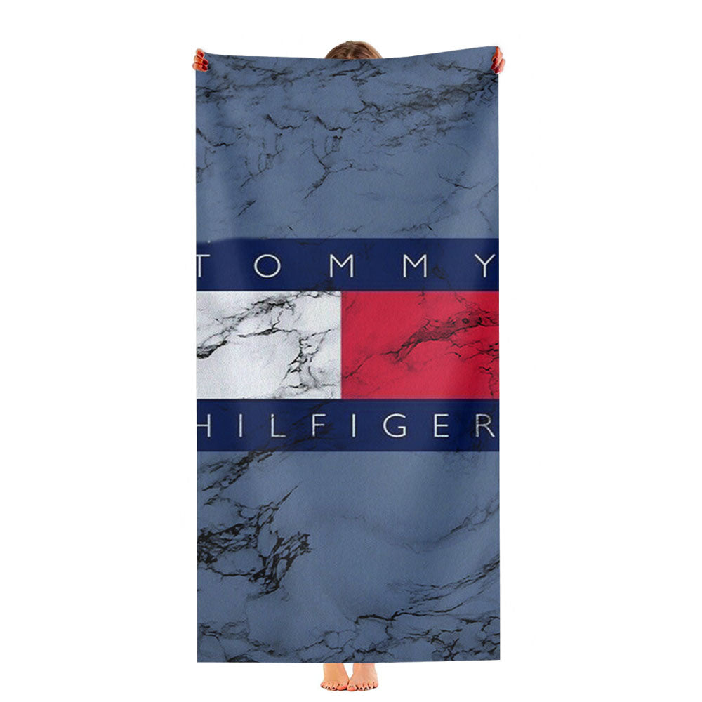 Tommy Hilfiger Marble Logo Ultra-Soft Luxury Bathroom Towels