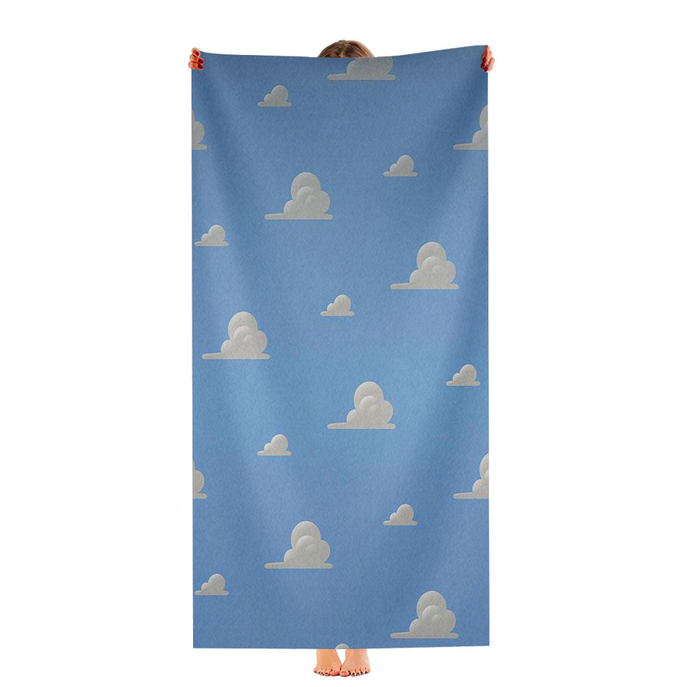 Toy Story Sky Blue Clouds Pattern Ultra-Soft Luxury Bathroom Towels