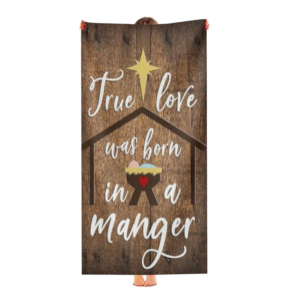 True Love Was Born In A Manger Ultra-Soft Luxury Bathroom Towels