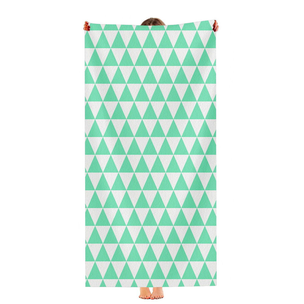 Turquoise And White Triangle Shape Pattern Geometric Art Prints Ultra-Soft Luxury Bathroom Towels