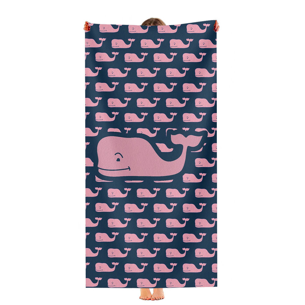 Vineyard Vines Pattern Pink Whale Ultra-Soft Luxury Bathroom Towels