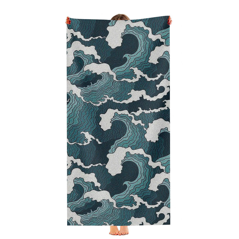 Wave Tsunami Pattern Japanese Style Ultra-Soft Luxury Bathroom Towels