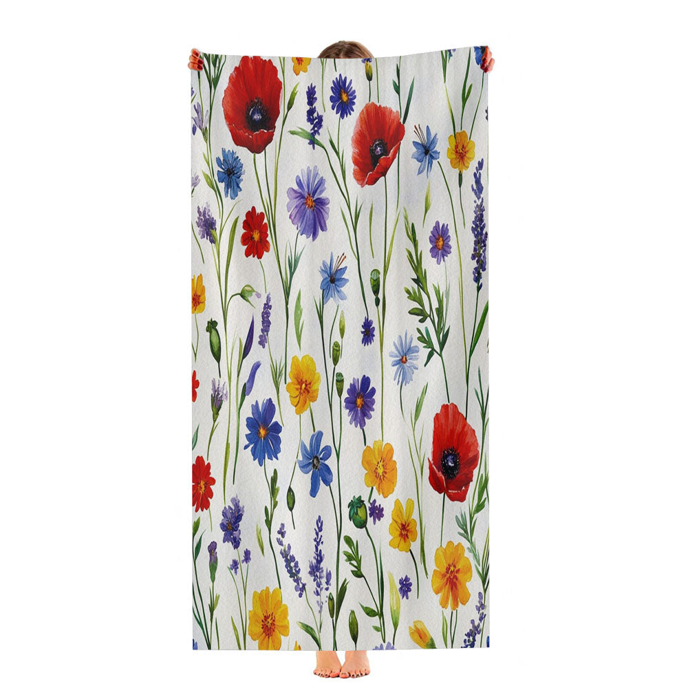 Wildflower Watercolor Ultra-Soft Luxury Bathroom Towels