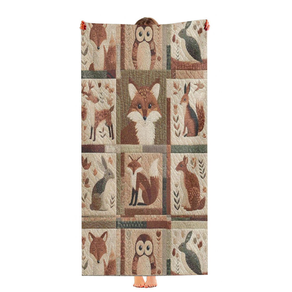 Woodland Critters Patchwork Ultra-Soft Luxury Bathroom Towels