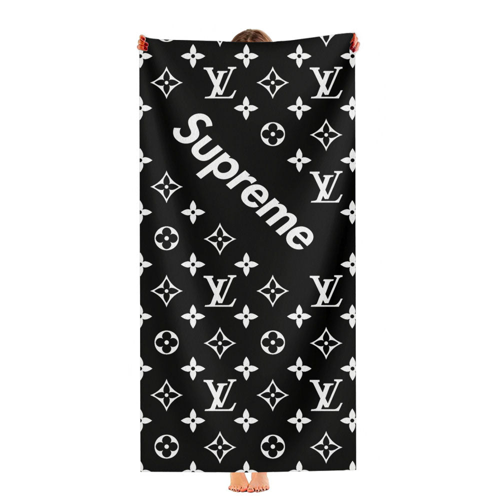 Black Supreme Louis Vuitton Pattern Ultra-Soft Luxury Bathroom Towels