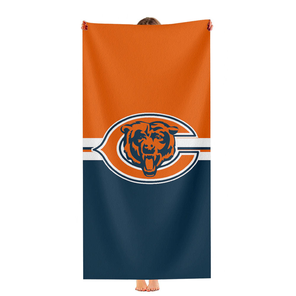 Blue Orange Chicago Bears Wallpaper Ultra-Soft Luxury Bathroom Towels