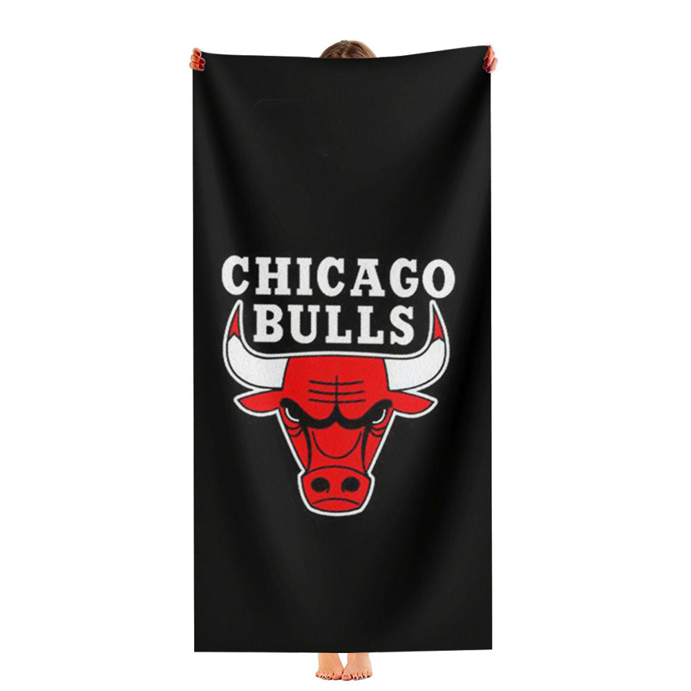 Chicago Bulls Logo Red Black Fiber Texture Ultra-Soft Luxury Bathroom Towels