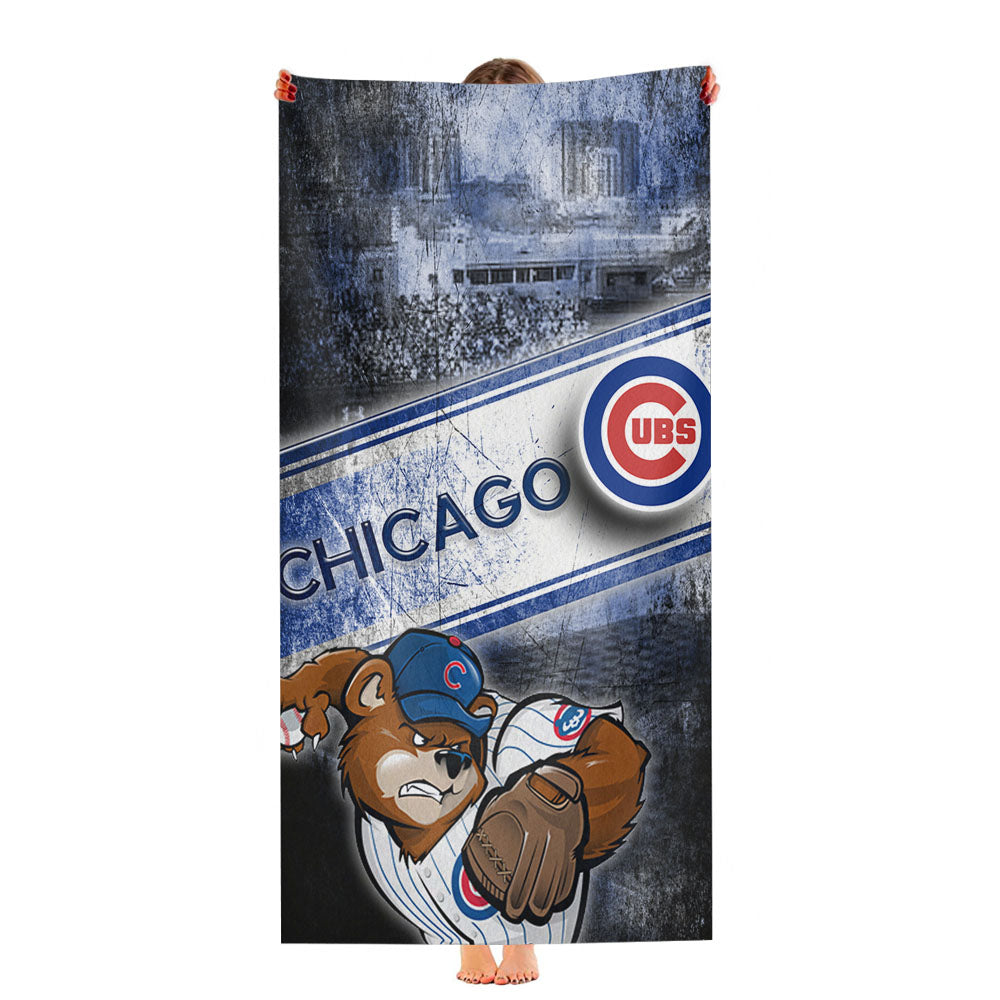 Chicago Cubs Black Ultra-Soft Luxury Bathroom Towels