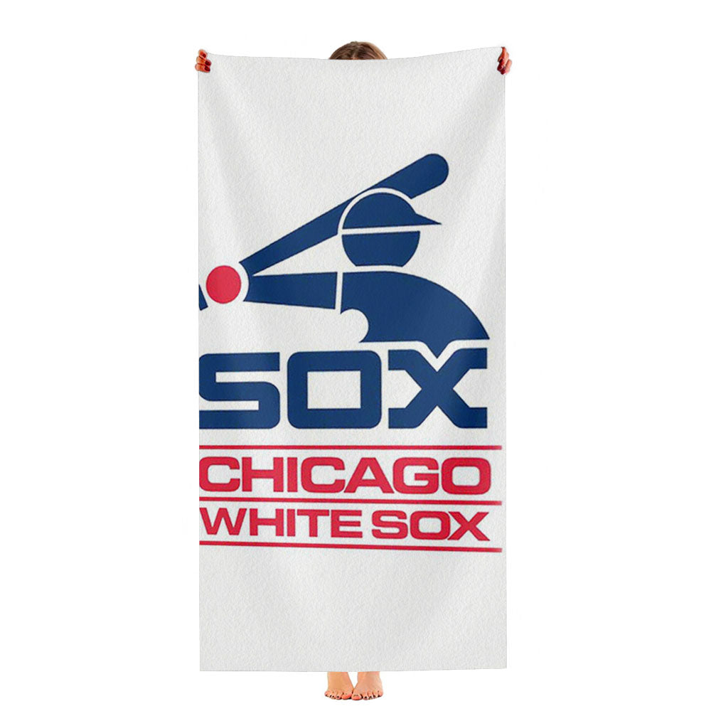 Chicago White Sox Baseball Black White Ultra-Soft Luxury Bathroom Towels