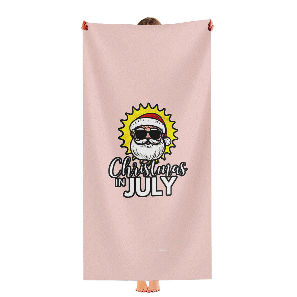 Christmas In July Santa With Sunglasses In The Summer Sun Ultra-Soft Luxury Bathroom Towels