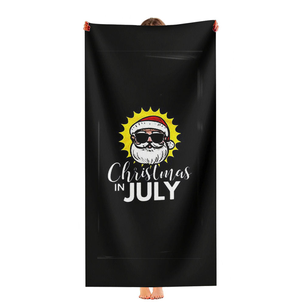 Christmas In July Santa With Sunglasses Ultra-Soft Luxury Bathroom Towels