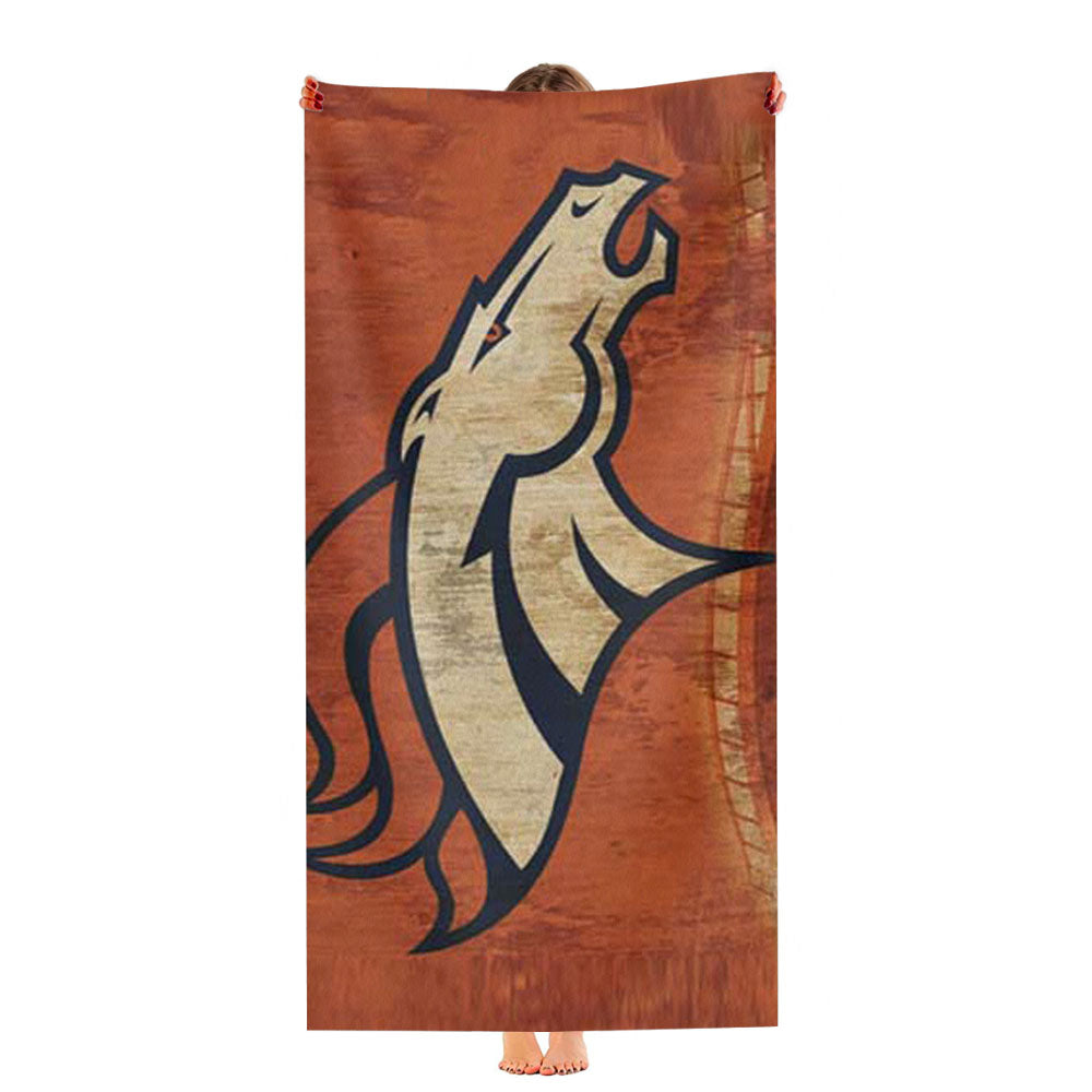 Denver Broncos Emblem And Silhouette Flag Ultra-Soft Luxury Bathroom Towels