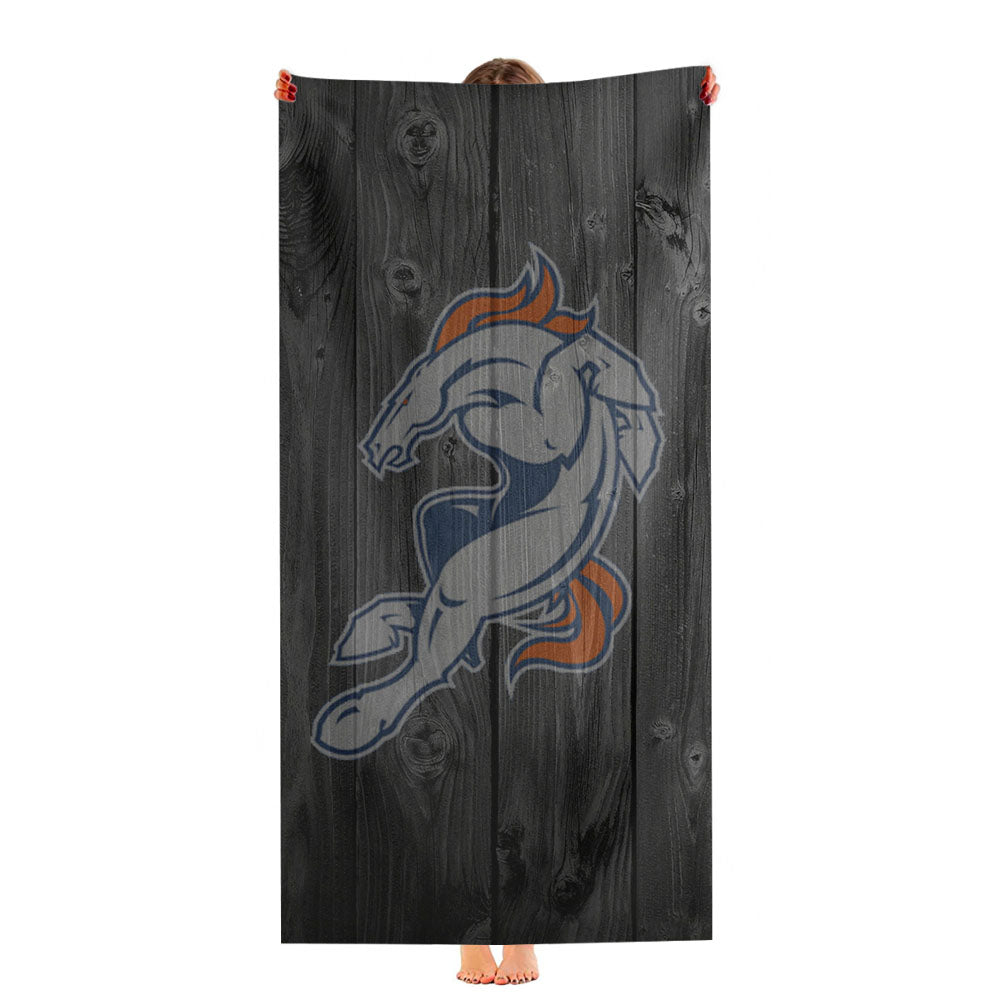 Denvers Broncos Logo Dark Wood Wallpaper Ultra-Soft Luxury Bathroom Towels
