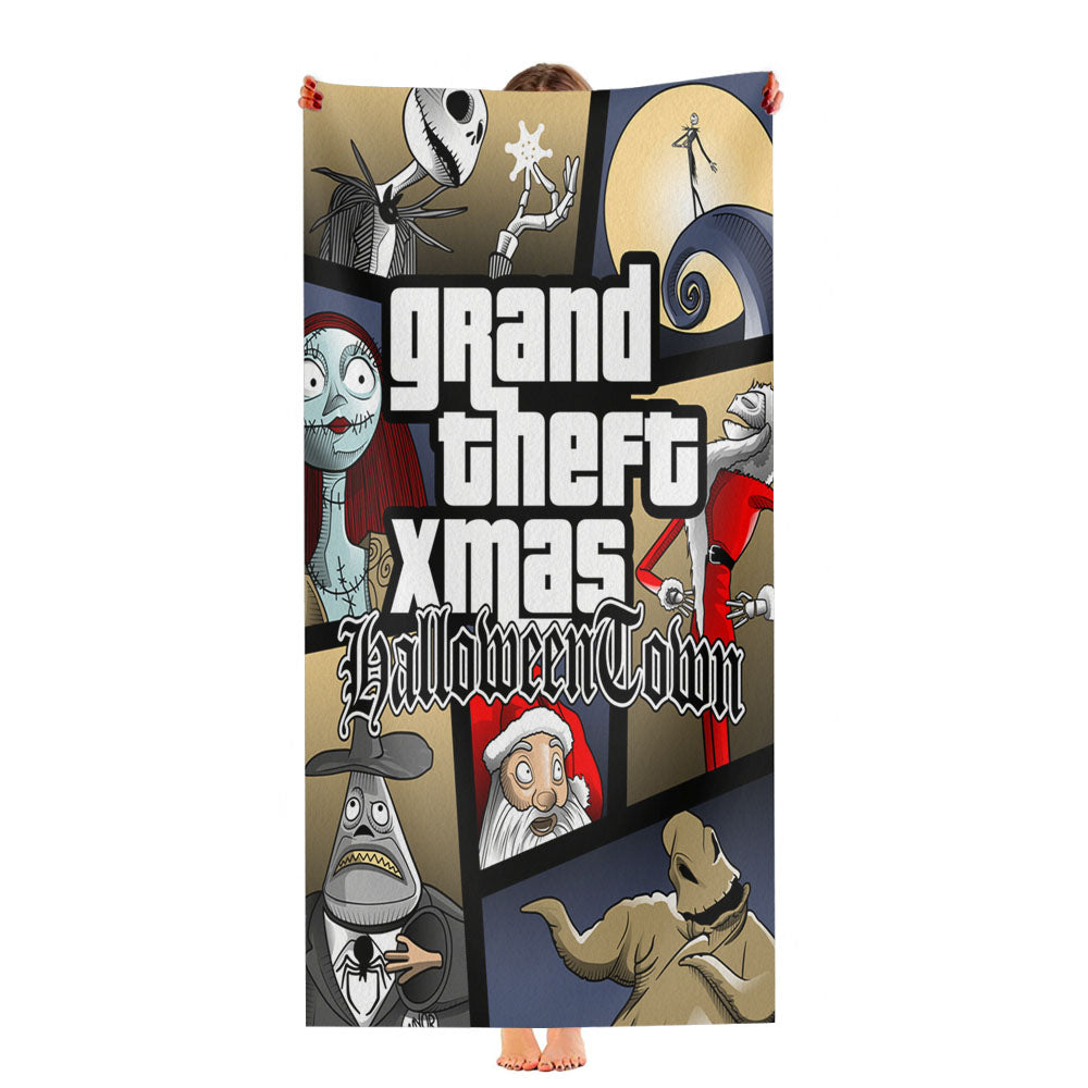 Grand Theft Xmas Halloweentown Ultra-Soft Luxury Bathroom Towels