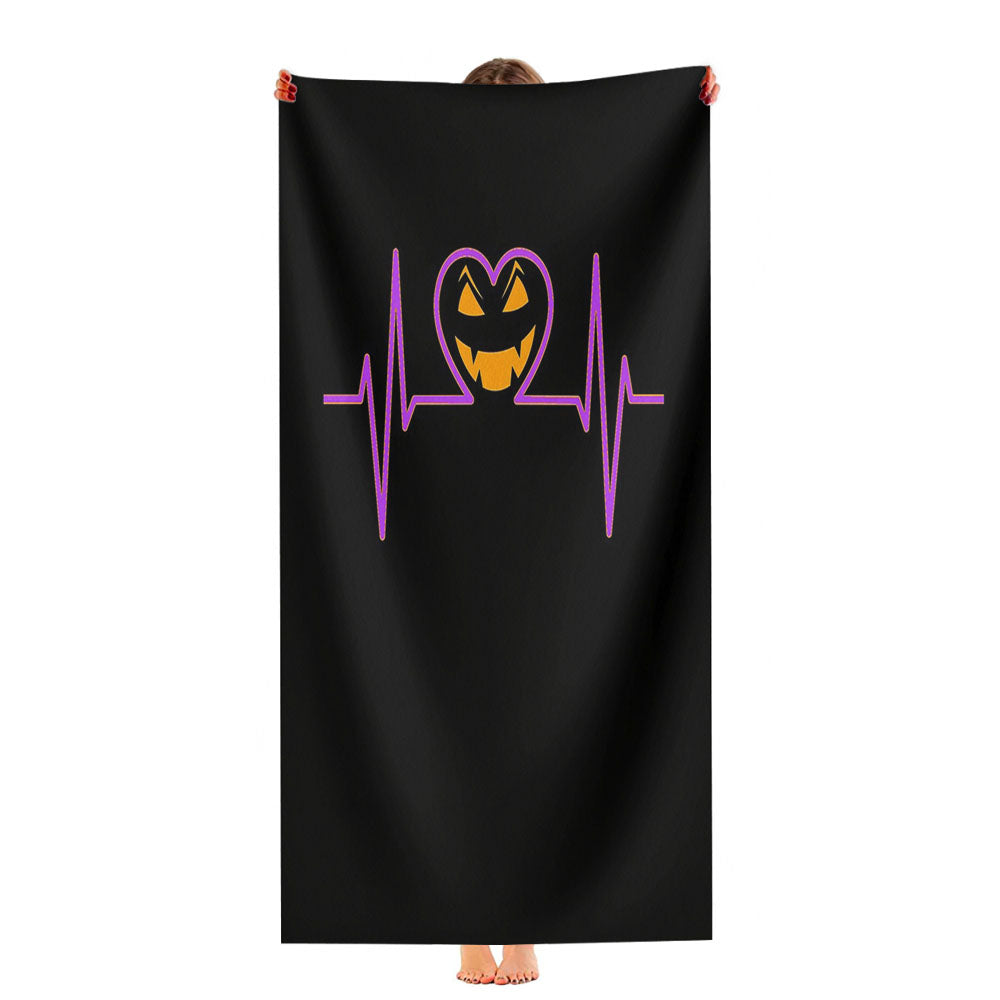 Heartbeat Jack O Lantern Halloween Holiday Ultra-Soft Luxury Bathroom Towels