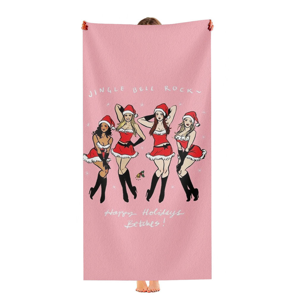 Jingle Bell Christmas Girl Ultra-Soft Luxury Bathroom Towels