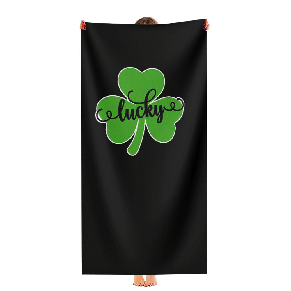 Lucky St Patricks Day Shamrock Clover Logo Birthday Gift Ultra-Soft Luxury Bathroom Towels