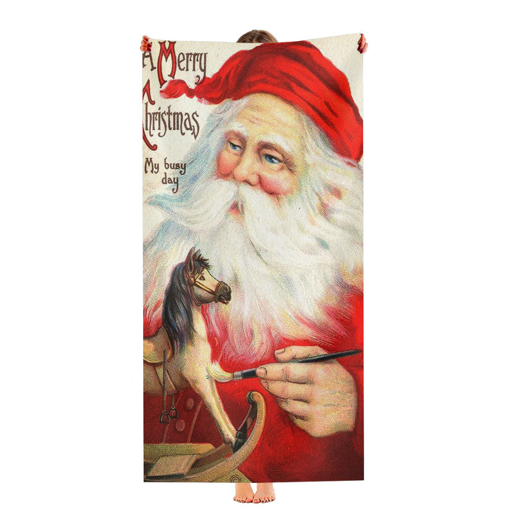 Merry Christmas Sloth Art Ultra-Soft Luxury Bathroom Towels