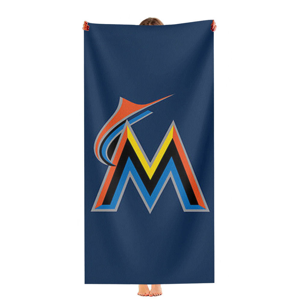 Miami Marlins Baseball Logo Blue Ultra-Soft Luxury Bathroom Towels
