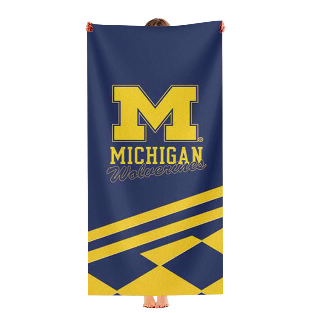 Michigan Wolverines Logo Blue Yellow Ultra-Soft Luxury Bathroom Towels