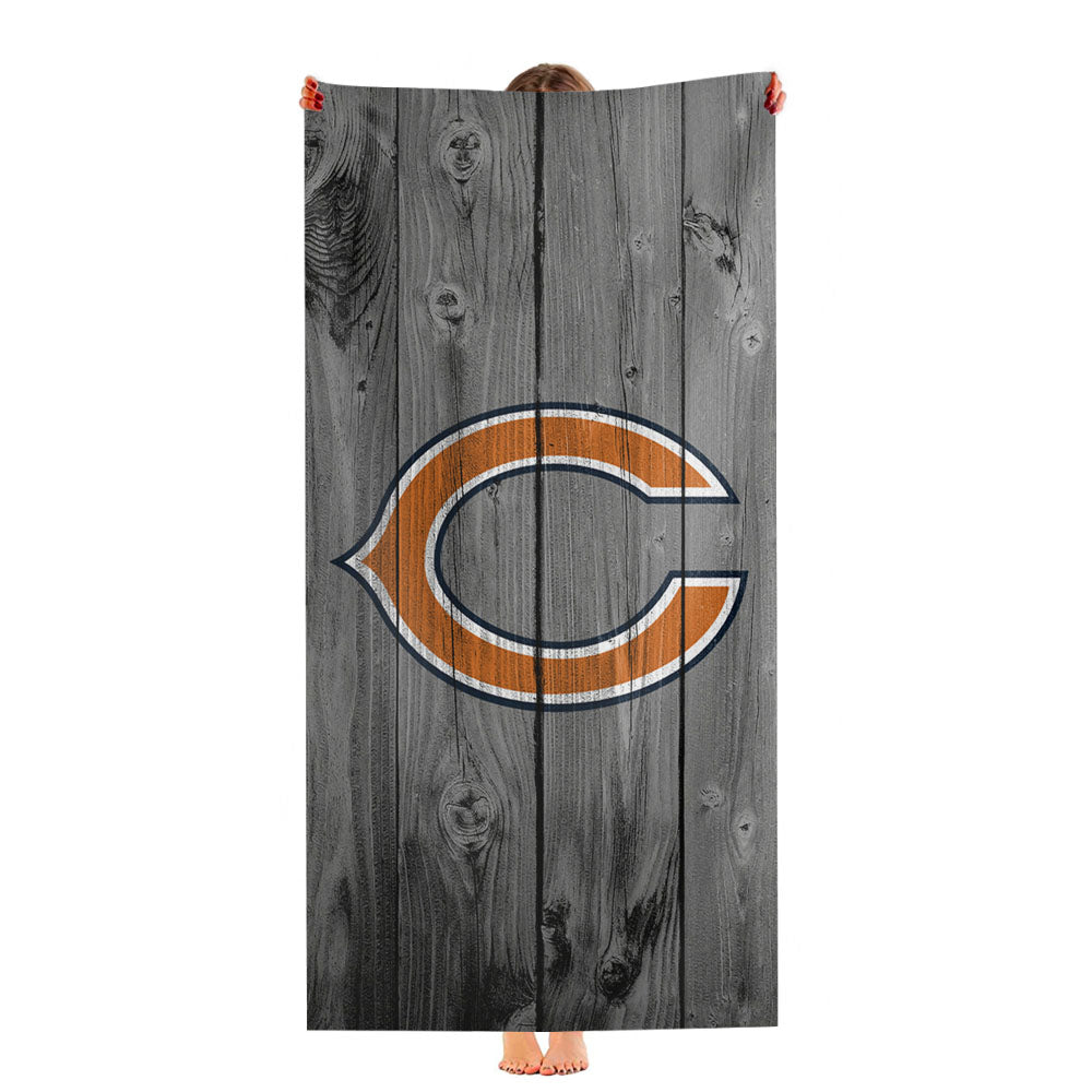 New Chicago Bears Nfl Logo Dark Wood Wallpaper Ultra-Soft Luxury Bathroom Towels