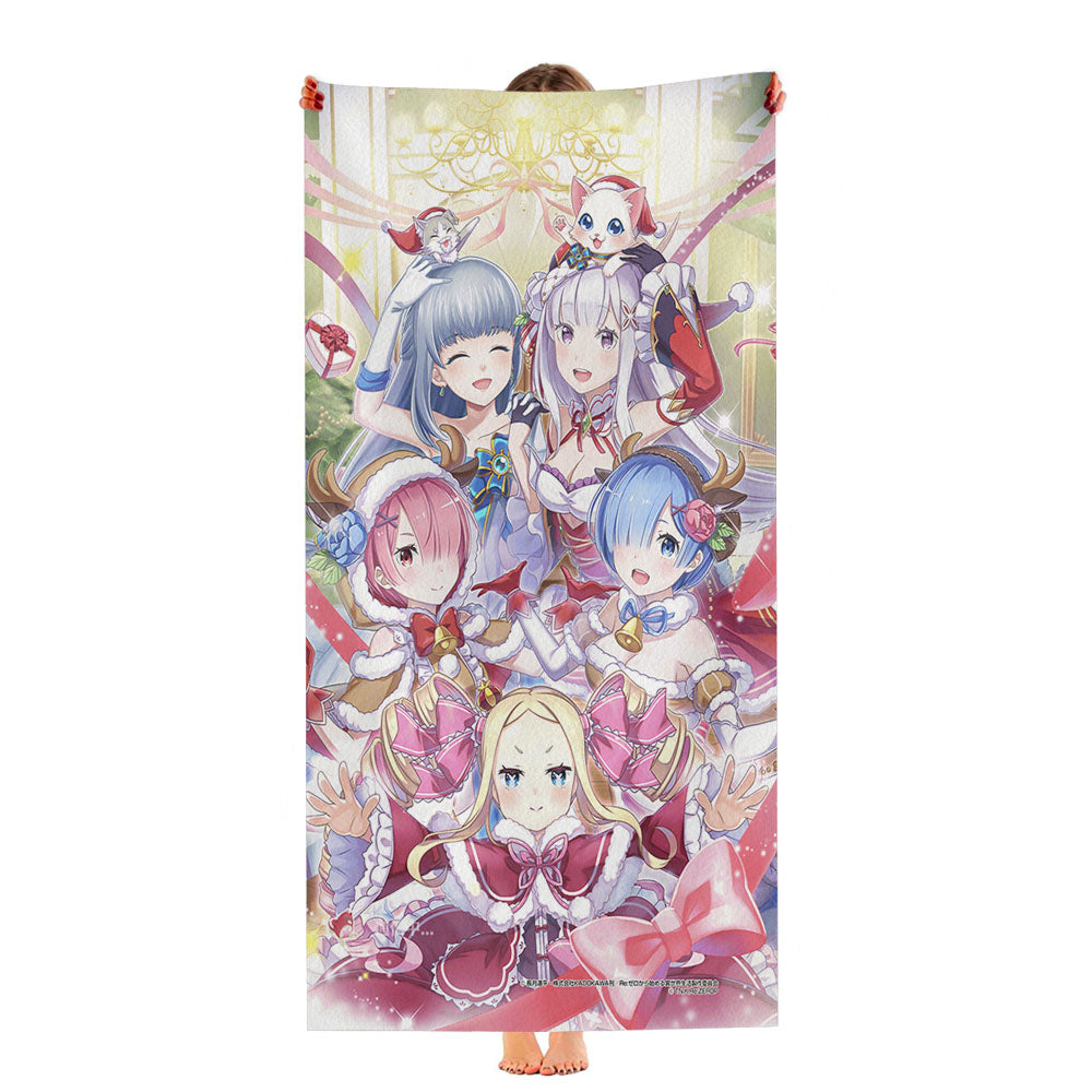 Re Zero Rem Ram And Friends Christmas Ultra-Soft Luxury Bathroom Towels