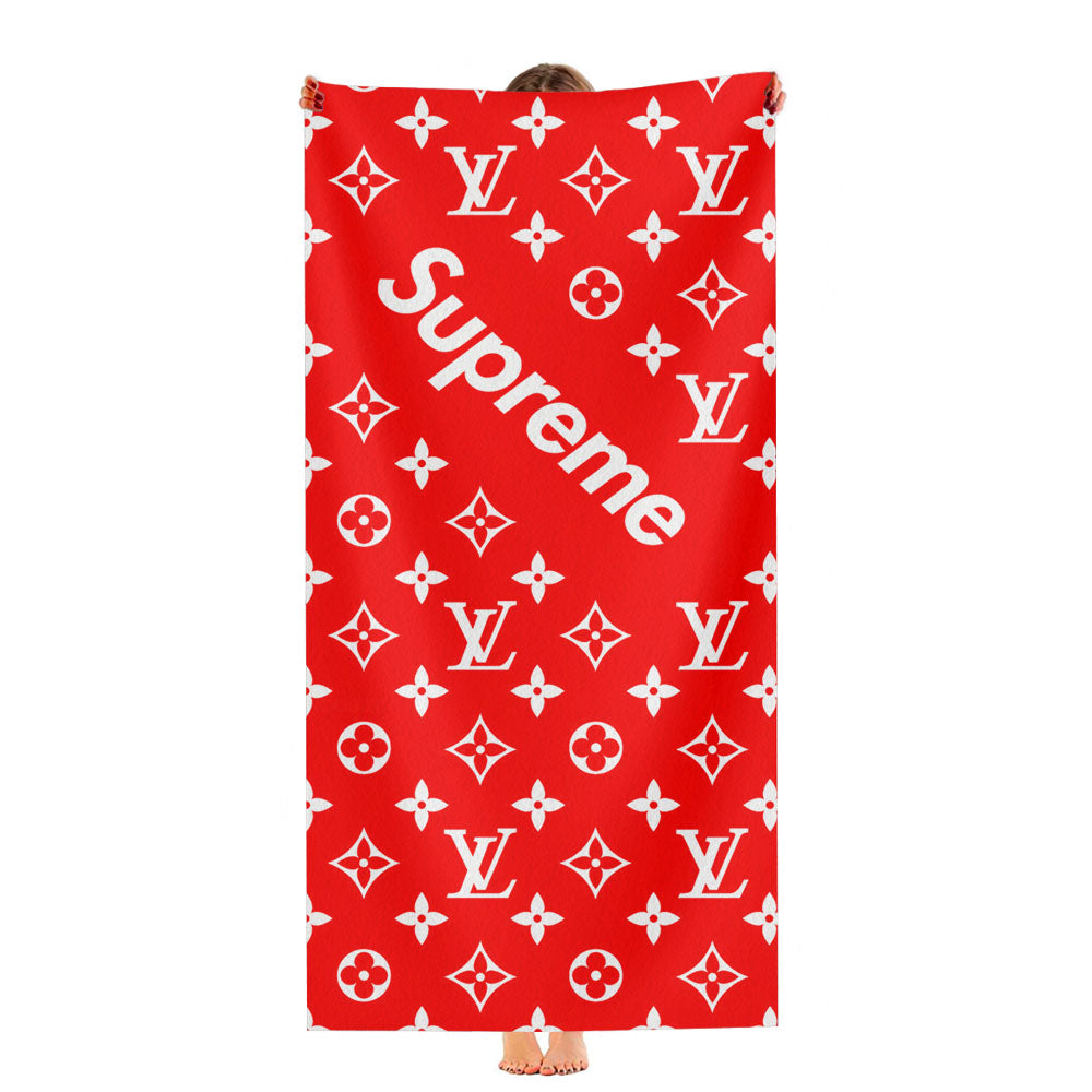 Red Supreme Louis Vuitton Pattern Ultra-Soft Luxury Bathroom Towels