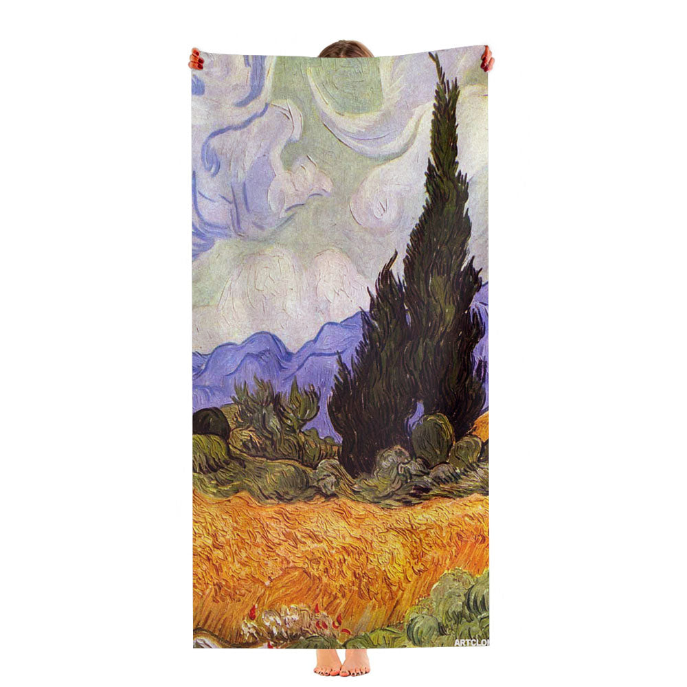 Vincent Van Gogh Wheat Field With Cypresses Ultra-Soft Luxury Bathroom Towels