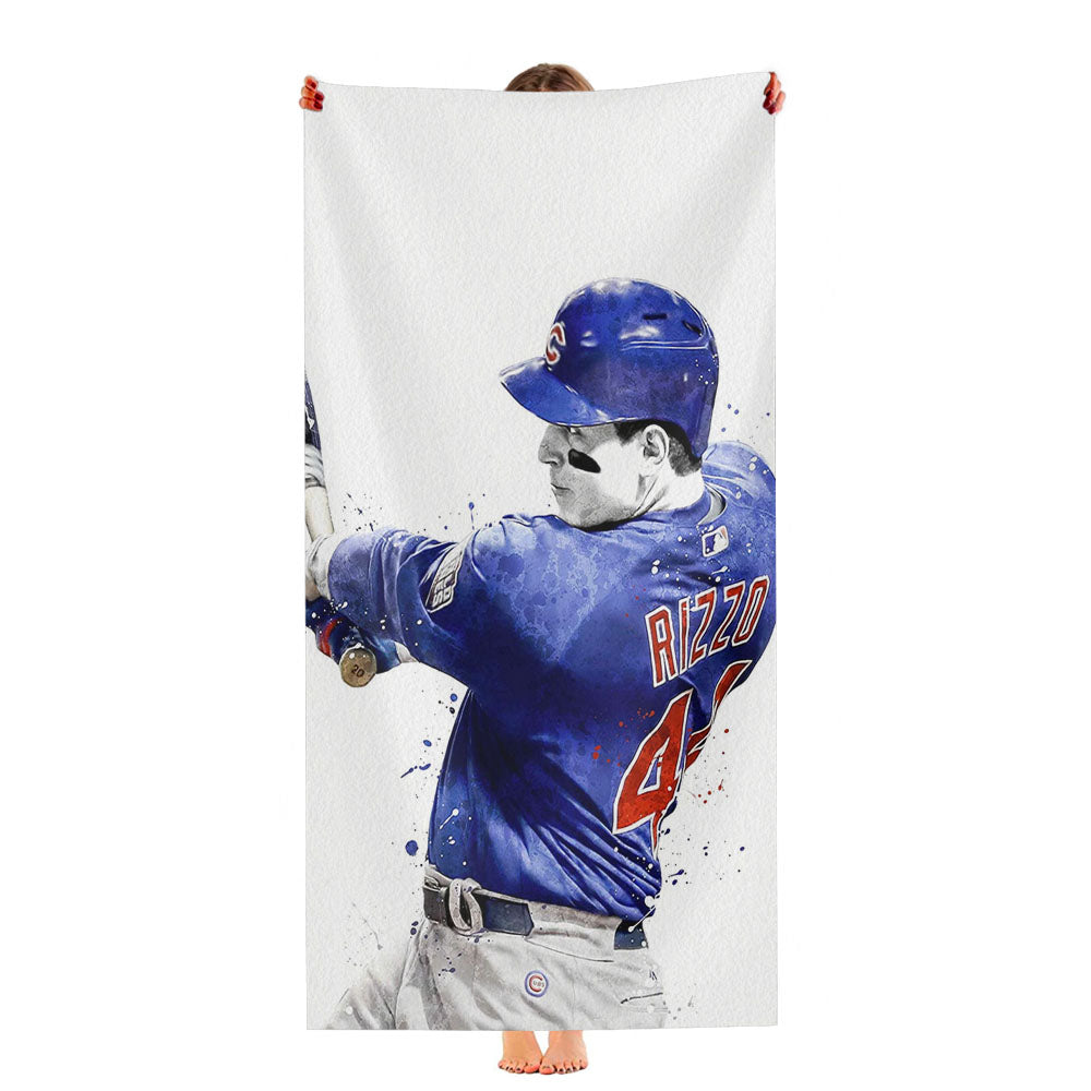 Watercolor Anthony Rizzo Chicago Cubs Baseball Ultra-Soft Luxury Bathroom Towels