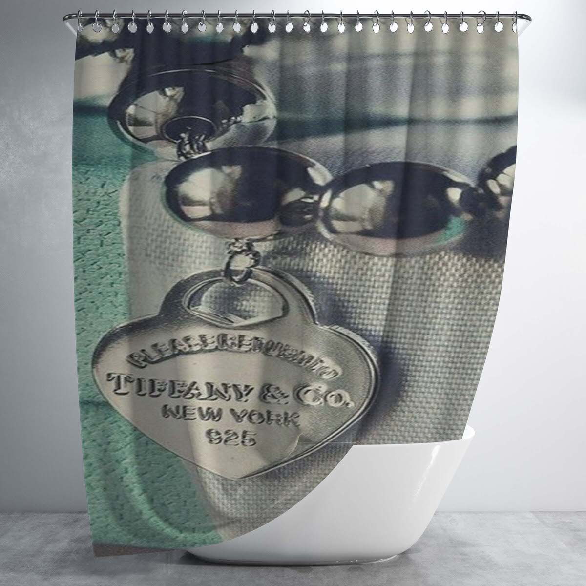 Tiffany And Co New York Bathroom Shower Curtain Fabric Waterproof | 66 X 72 Inch