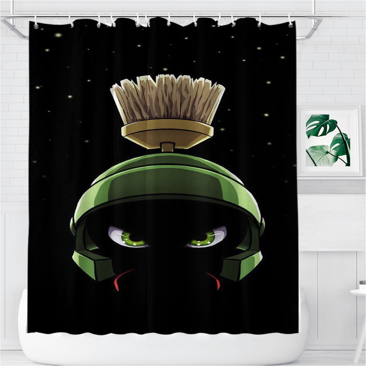 Marvin The Martian Dark Bathroom Shower Curtain Fabric Waterproof | 66 X 72 Inch