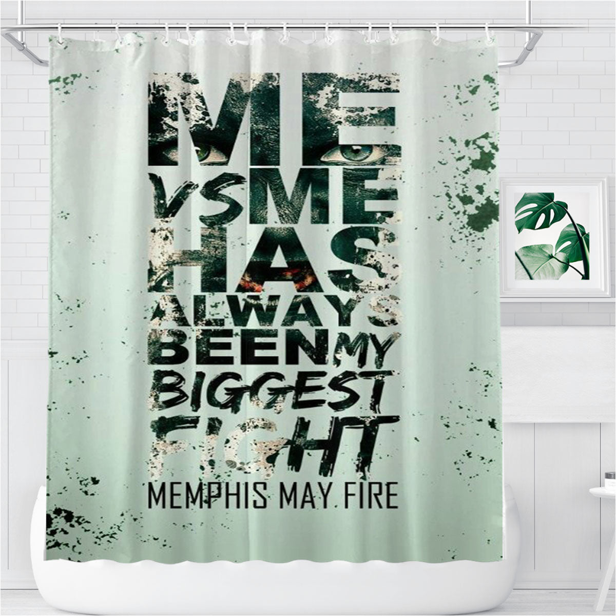 Memphis May Fire Art Font Bathroom Shower Curtain Fabric Waterproof | 66 X 72 Inch