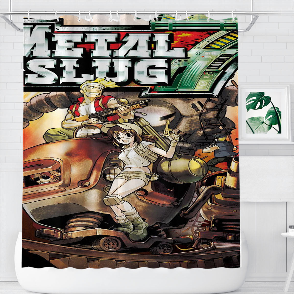 Metal Slug 7 Vintage Game Bathroom Shower Curtain Fabric Waterproof | 66 X 72 Inch