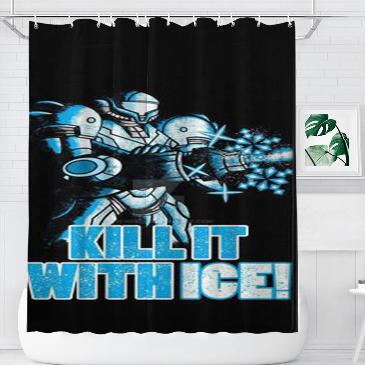 Metroid Kill It With Ice Bathroom Shower Curtain Fabric Waterproof | 66 X 72 Inch