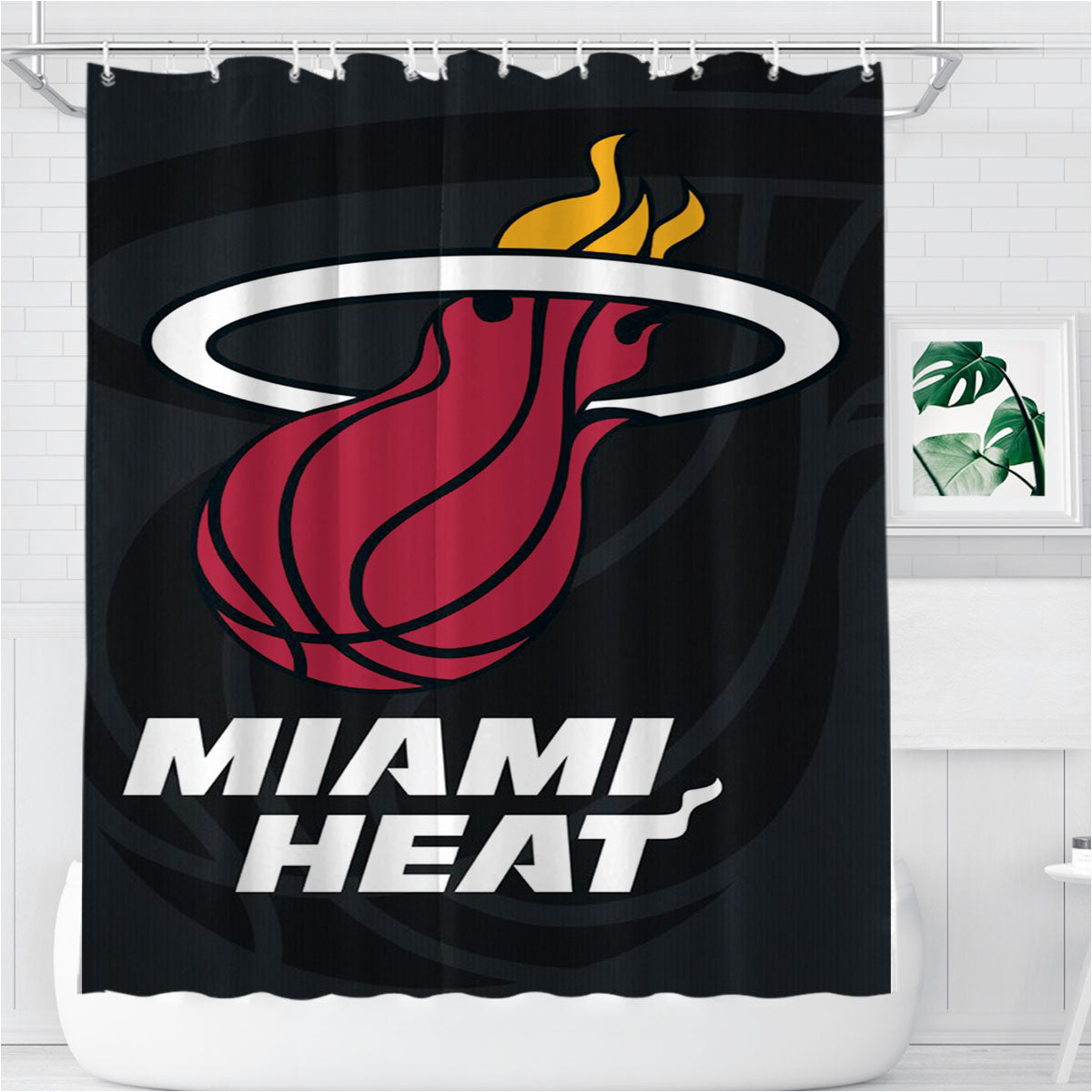 Miami Heat Basket Bathroom Shower Curtain Fabric Waterproof | 66 X 72 Inch