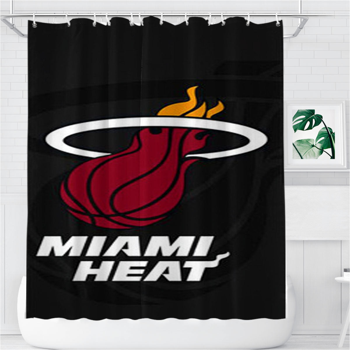 Miami Heat Logo Bathroom Shower Curtain Fabric Waterproof | 66 X 72 Inch