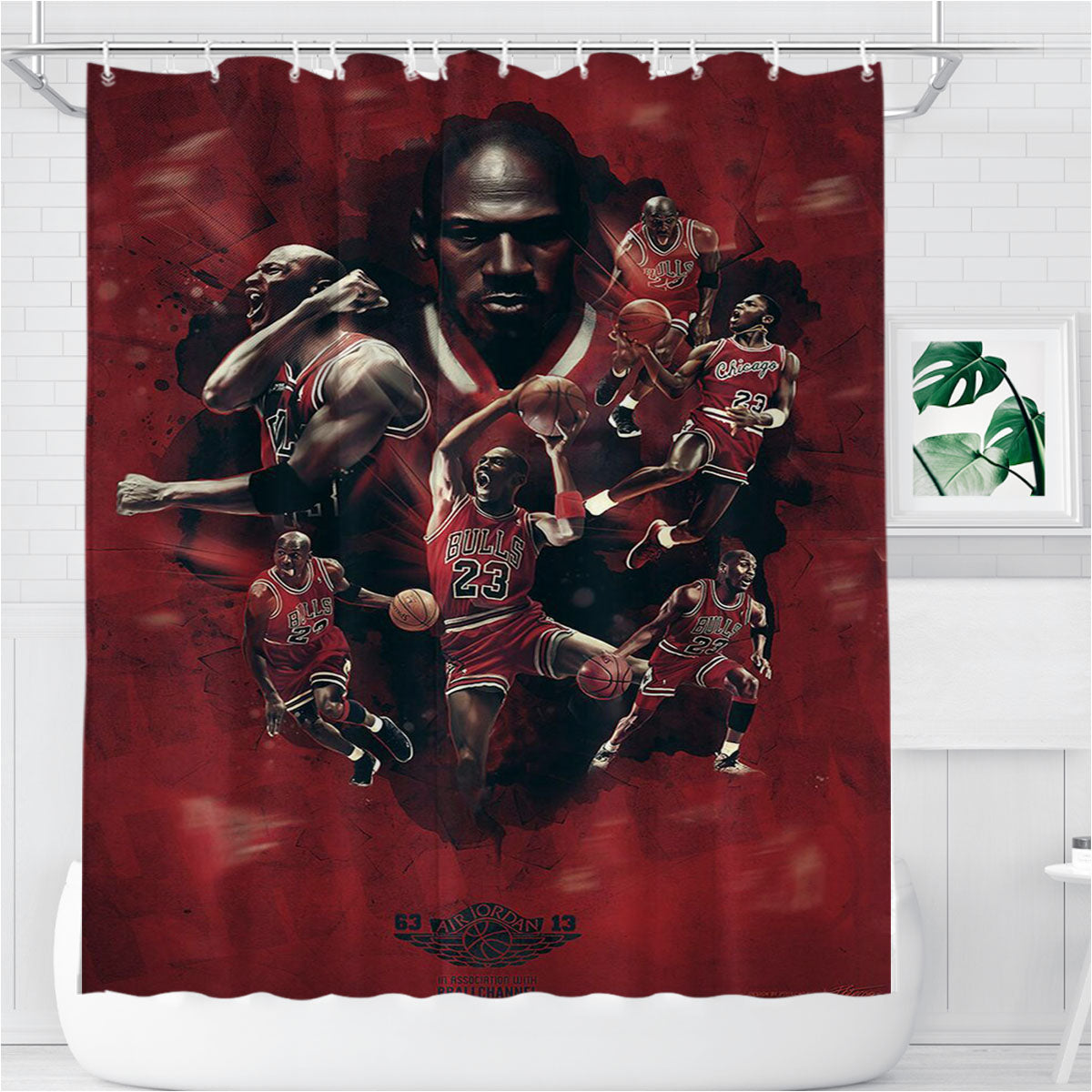 Michael Jordon Red Bathroom Shower Curtain Fabric Waterproof | 66 X 72 Inch
