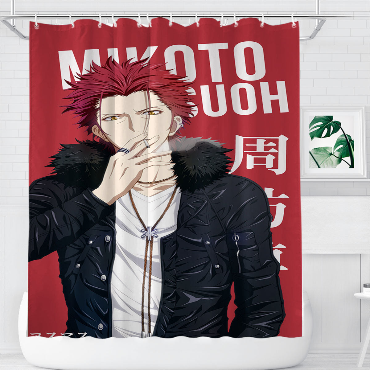 Mikoto Suoh K Project Red King Anime Bathroom Shower Curtain Fabric Waterproof | 66 X 72 Inch