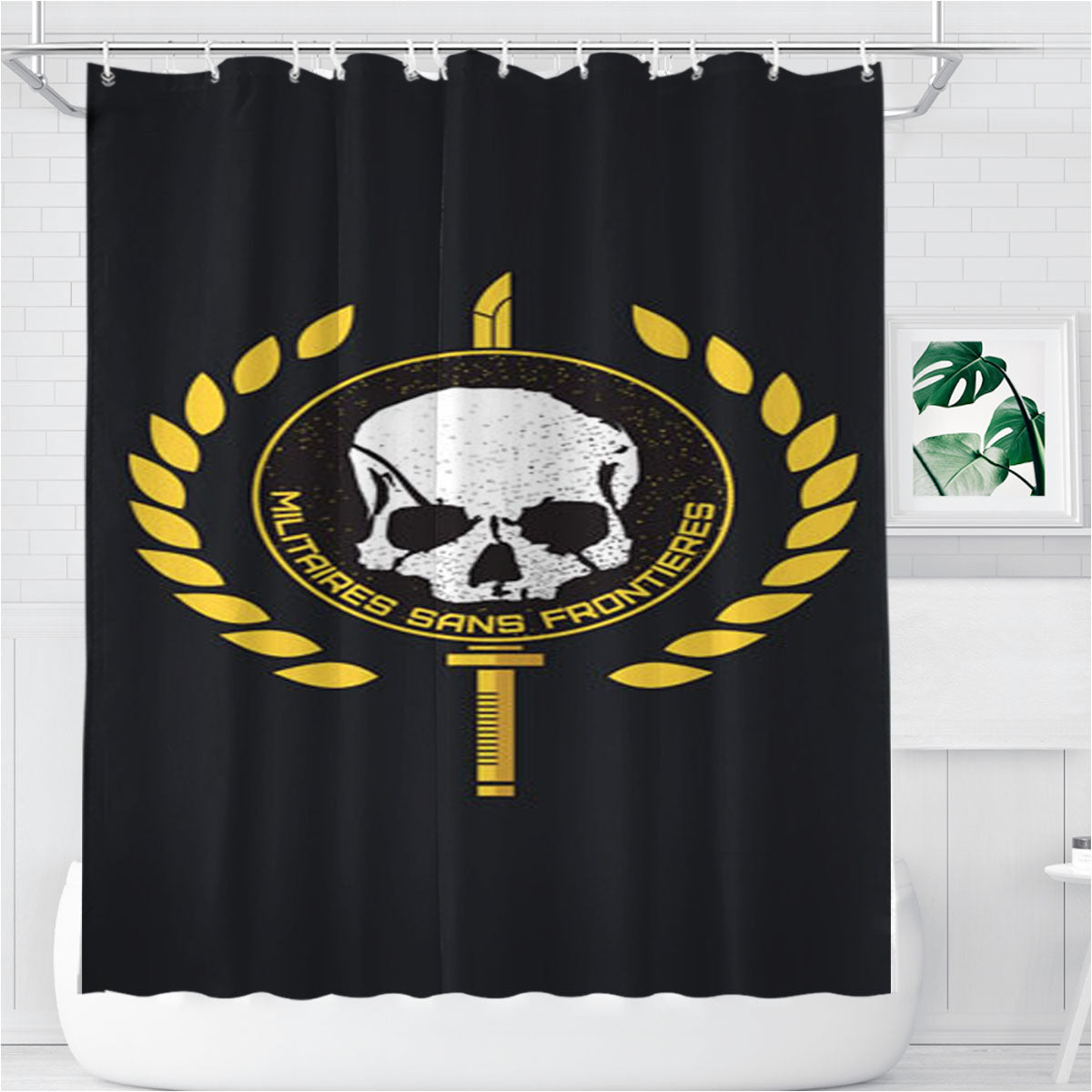 Militaires Sans Frontieres Logo Bathroom Shower Curtain Fabric Waterproof | 66 X 72 Inch