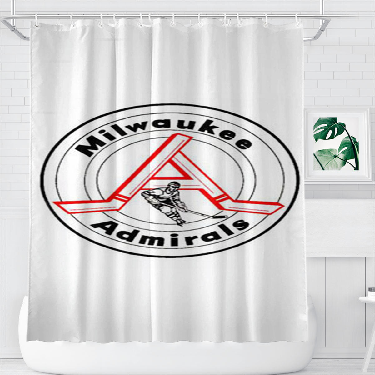 Milwaukee Admirals Symbol Bathroom Shower Curtain Fabric Waterproof | 66 X 72 Inch
