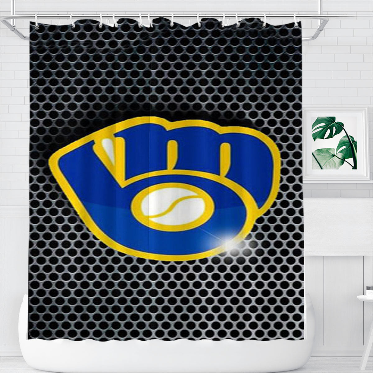 Milwaukee Brewers Light Bathroom Shower Curtain Fabric Waterproof | 66 X 72 Inch