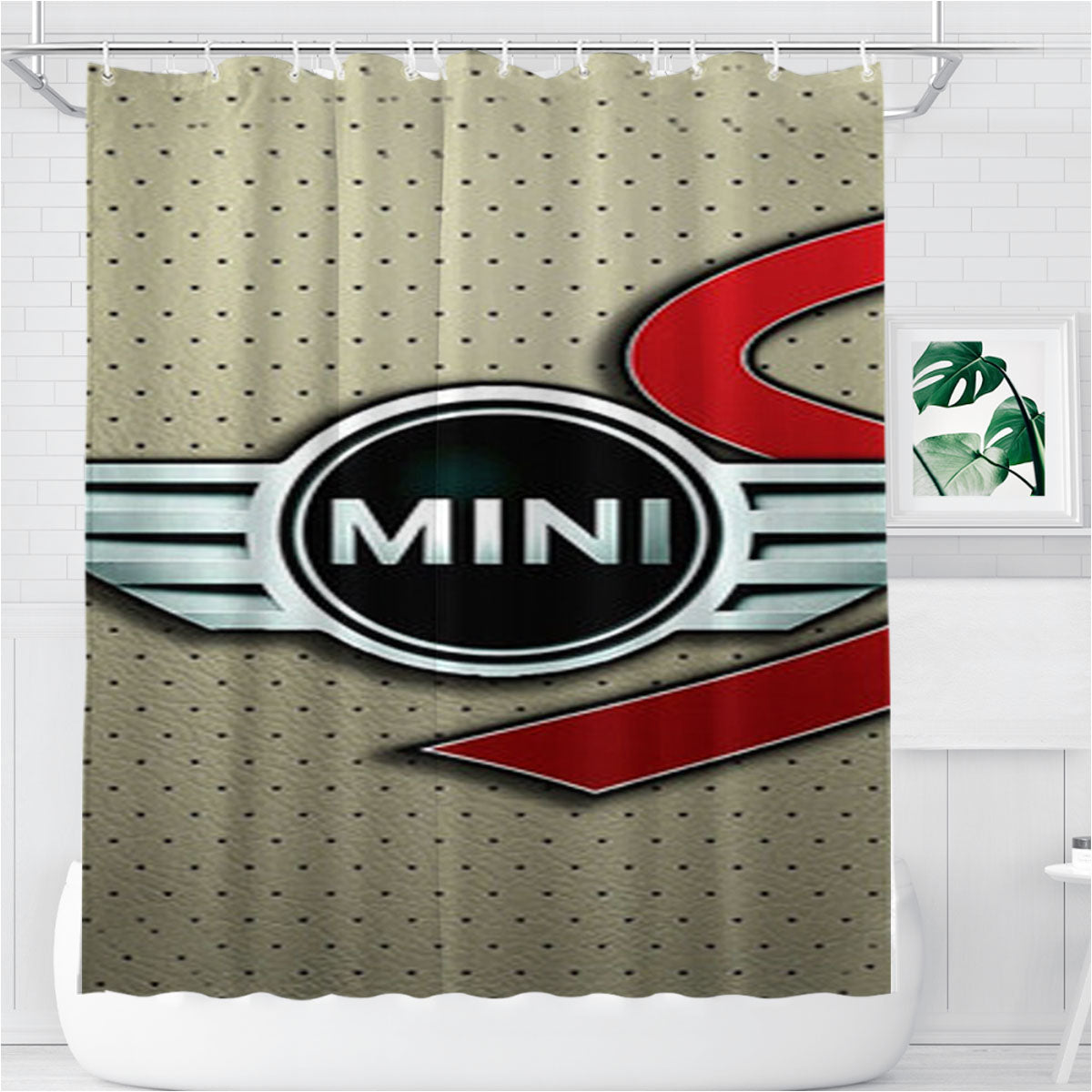 Mini Cooper Logo Silver Bathroom Shower Curtain Fabric Waterproof | 66 X 72 Inch