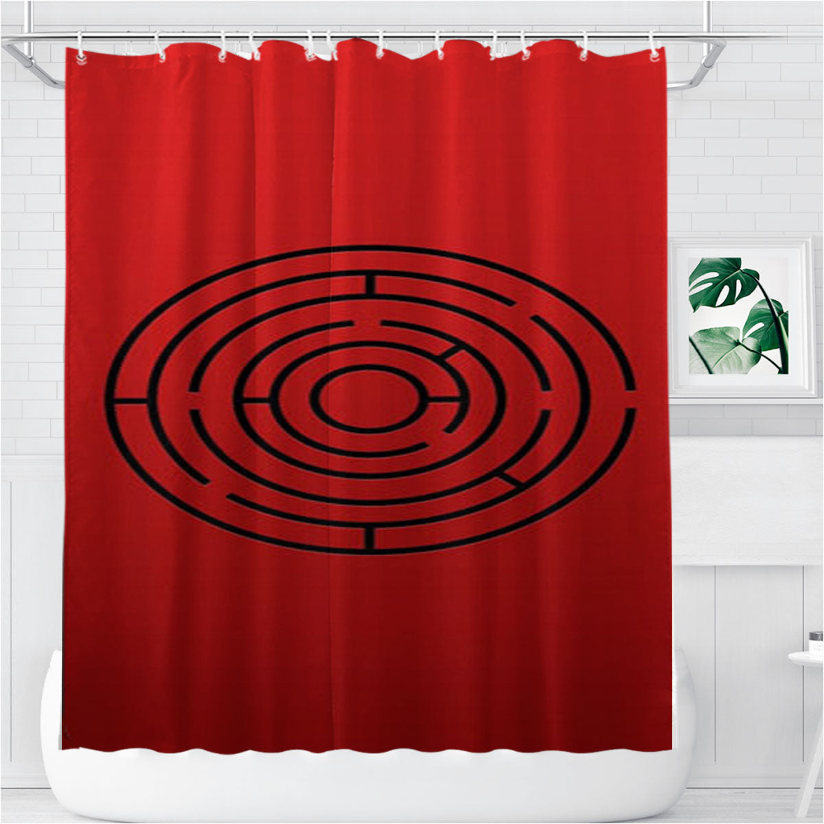 Minimalistic Labyrinth Bathroom Shower Curtain Fabric Waterproof | 66 X 72 Inch