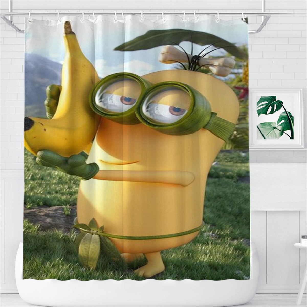 Minion Banana 3 3 Bathroom Shower Curtain Fabric Waterproof | 66 X 72 Inch