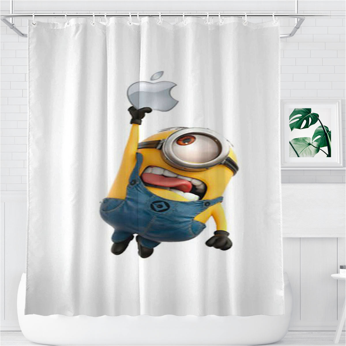 Minion Catch Apple Bathroom Shower Curtain Fabric Waterproof | 66 X 72 Inch