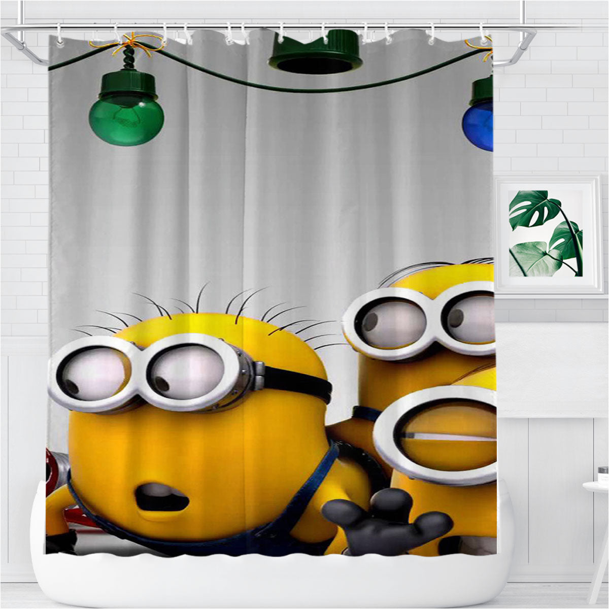Minion Christmas Bathroom Shower Curtain Fabric Waterproof | 66 X 72 Inch