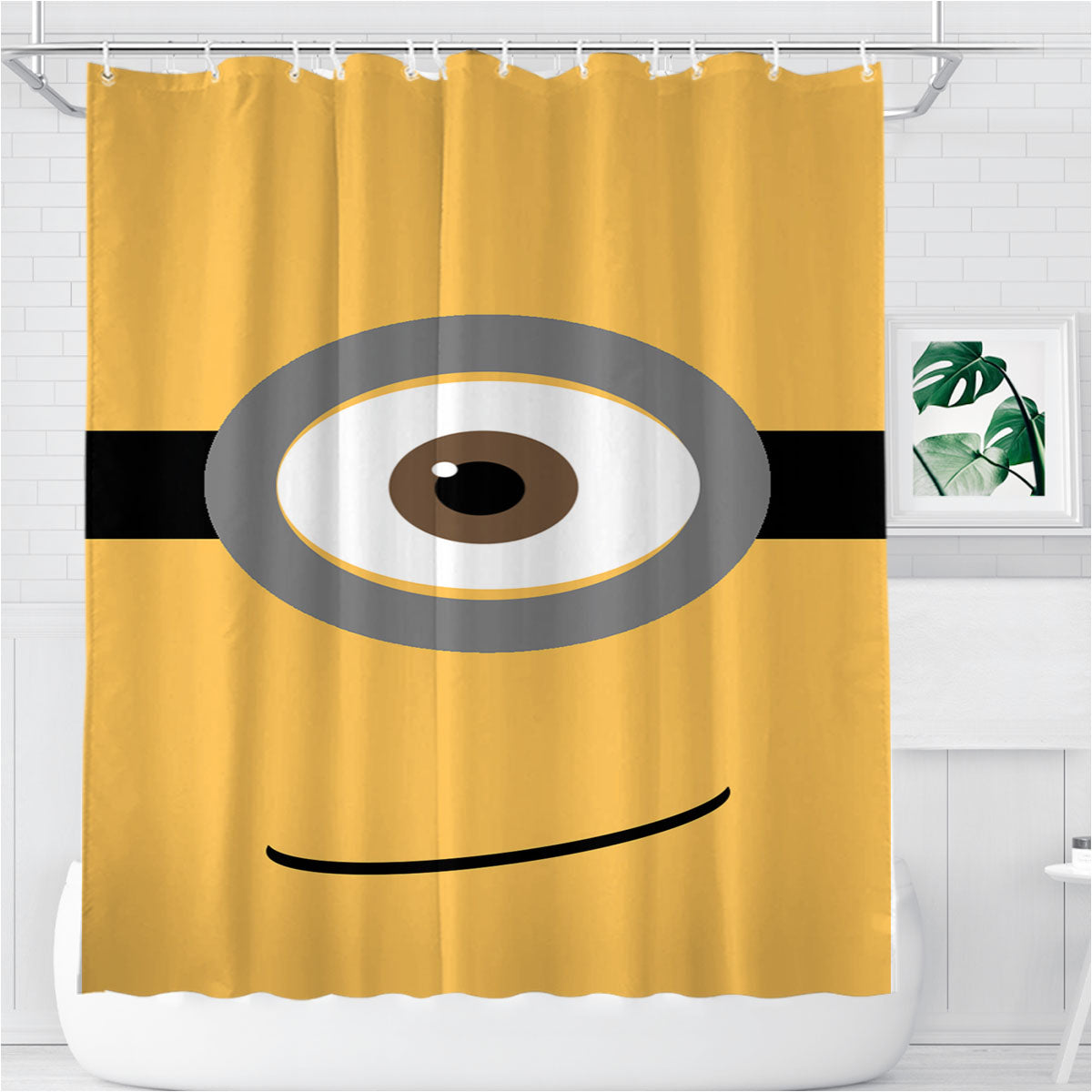 Minion Flat Eye Bathroom Shower Curtain Fabric Waterproof | 66 X 72 Inch