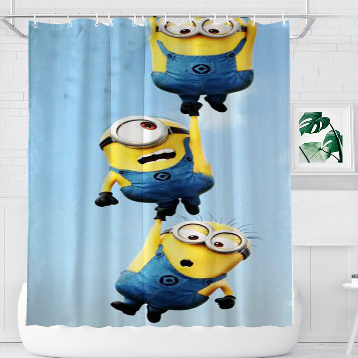 Minions Disney Bathroom Shower Curtain Fabric Waterproof | 66 X 72 Inch